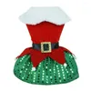 Hundkläder husdjur julklänning semester-tema kläder festlig jultomten upp kjol glittrande paljett hem för