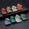 Pendentif Colliers 1PC Charmes en pierre naturelle Agate de couleur aléatoire pour faire des bijoux de bricolage Boucles d'oreilles Collier Accessoire 39x24mm