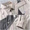 Jaquetas masculinas casaco masculino primavera outono algodão retalhos camisa homens manga longa tops casual carga solta todos os jogos moda coreana