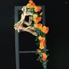 Dekorativa blommor 140 cm Artificial Rose Vine Wedding Home Decor Rattan Decoration Landscaping Climbing Green Plant Wall Hanging