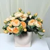 Dekorativa blommor Rose Bouquet Artificial Wholesale Home Diy Accessories Fake Plants Blomma som Living Wedding Centerpieces For Table