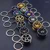 Keychains Creative Gear Head Keychain Speed Gearbox Keyring For Car Key Turbo Hub Brake Pendant Blade Keys Chain Ring