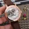 Wristwatches Luxury Mens Automatic Mechanical Watch Stainless Steel Rose Gold Black Leather Sapphire Tourbillion