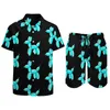 Men's Tracksuits Blue Balloon Men Sets Animal Print Casual Shorts Summer Retro Beachwear Shirt Set Short Sleeve Design Big Size Suit Gift