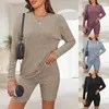 Survêtements pour femmes Femmes 2 pièces Pyjamas Tenue Casual Tricot à manches longues Top Cyclisme Shorts Doux Confortable Lâche Loungewear