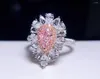 Кольца кластера CEZX GIA 0,50 карата со слабыми розовыми бриллиантами, однотонное золото 18 карат, женское свадебное, помолвочное для женщин