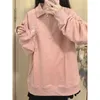 Deeptown Koreaanse Mode Kawaii Roze Brief Print Sweatshirt Vrouwen Harajuku Preppy Stijl Oversize Hoodie Casual Lange Mouw Tops