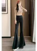 Calças femininas mulheres primavera outono 2023 versão coreana magro leggy hip abraçando cintura alta grande sino-bottoms fishtail na moda hem d4624