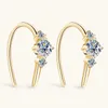 Boucles d'oreilles de luxe 0.72cttw 6 pierre vraie couleur D 2mm 4mm boucle d'oreille Moissanite complète pour les femmes S925 plaque d'argent Sterling 18K bijoux fins