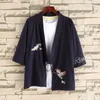 Camicie casual da uomo M-3XL Plus Size Camicia stile cinese Hanfu Uomo giapponese Streetwear Kimono Mezza manica Abbigliamento estivo in lino XXXL