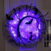 Other Event Party Supplies 30cm/40cm LED Lights Wreath Halloween Decoration Glowing Halloween Garland for Front Door Decor Home Party Supplies 230906