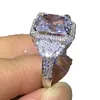 Rozmiar 610 Unikalne pierścionki ślubne luksusowa biżuteria 925 srebrna księżniczka kroja biały topaz duży cz diamentowy szlachetki wieczność WOM3212482