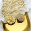Комплект ожерелья и серег, итальянские позолоченные серьги и серьги для женщин, круглые ювелирные аксессуары для свадебной вечеринки