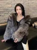 Women's Fur Faux Fur 2022 New Winter woman fashion Luxury Faux Silver Korean style fur coat imitation fox fur Furry warm hooded fur coat women x0907