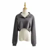 Dameshoodies Dames cropped sweatshirt met kraag en ritssluiting op de schouder