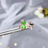 Kluster ringar stil klar grön diopside ädelsten ring för tjej riktig 925 silver rund naturlig pärla härlig gåva