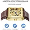 Wristwatches 2023 Fashion Chenxi Top Brand Rectangle Men Gift Skeleton Leather Band Automatic Mechanical Wrist Watches Reloj Hombre