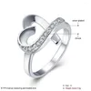 Cluster Rings Style 925 Sterling Silver Ring Love Heart Zircon CZ Simulation Diamond Fashion Jewelry Accessory