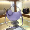 Bolso de mujer con cadena tejida para las axilas, bolso cruzado acolchado, bolsos de hombro, bolso de mano para cena, bolsa de media luna, minimonedero de lona de cuero genuino, carteras