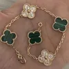 four leaf clover Bracelet Natural Shell Gemstone Gold Plated 18K designer for woman T0P quality highest counter quality European size gift golden 001C