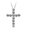 Naszyjniki wisiorek zupełnie nowa luksusowa biżuteria 925 Sterling Sier FL Cround Cut White Topaz CZ Diamond Cross Party Party Women Clavicle Ne Dhdns