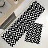 Carpets Black Leaf Print Kitchen Mat Entrance Doormat Geometric Printed Rug Home Floor Balcony Anti-Slip Carpet Decor