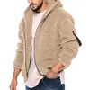 Men's Jackets Double-sided Arctic Velvet Warm Hooded Zipper Casual Jacket Personalized Solid Color 2023 Winter