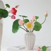 Decorative Flowers DIY Green Real Teach Lotus Leaves Pink Fruit & Buds Half-blooming Artificial Living Room Home Vases Decor