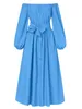 Robes grande taille Taille 5XL VONDA été Maxi Sundres robe longue bouton décontracté solide élégant épaules nues bohème fête robe ceinturée 230906