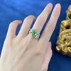 2023 New emerald diamond ring for women High quality Fashion 925 sterling silver leaf diamond wedding ring hiphop jewelry Gifts