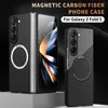 Luxury Magnetic Carbon Fiber Vogue Phone Case för Samsung Galaxy Z Folding Fold5 5G Full Protective Soft Bumper Hit Color Fold Shell Supporting Wireless laddning