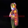 Futra kobiet faux futro LED TRON Dance Costume Woman Tancerz oświetlenie ubranie Faux Fur Płaszcz BAR KLUB NOKINKUB CZASKA Świąteczna impreza Rave Strój Glow Jacket Wear x0907