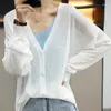 Damenjacken Damen Süße Art Sheer Chic V-Ausschnitt Design Sommer Student Urlaub Sonnenschutz Einfache Harajuku Outwear Freizeitkleidung