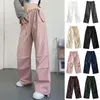 Women's Pants Wide Leg Baggy Drawstring Jogging Sweatpants 2023 Summer Fashion Low Rise Trouser Elegant Streetwear