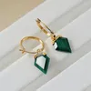 Kolczyki stadnonowe Vantj Real Natural Malachite kolczyki szterling 18K Gold 750au Conted for Women Party Birthday Gift