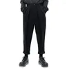 Spodnie męskie swobodny czarny prosty wielofunkcyjny plisowany Capri
