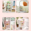 Förvaringslådor fack Kawaii Desktop Stationery Box Organizer Drawer Pen Holder Makeup Cosmetic Plastic Desk Cute 230907