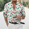 メンズドレスシャツ楽しいクリスマススノーマンテーマ3Dプリントカジュアル長袖ストリートウェアトップスユニセックスホリデーパーティーハワイアン