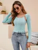 Women's Sweaters Sexy Knitted Set Y2k Korean Fashion Tops For Women 2023 Slim Crop Knit Pullovers Long Sleeve Top