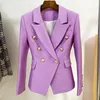 Womens Suits Blazers High Street Est Designer Jacket Womens Lion Button Double Breasted Slim Fiting Pique Blazer Lilac 230906