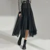 Röcke Luxus Lange Schwarz Mesh Frau Tüll Mode Elegante Hohe Taille EINE Linie Party Rock Frühling Sommer Casual Frauen