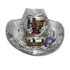 Wide Brim Hats Bucket Mirror Ball Hat Shiny Silver Cowgirl Disco Cowboy pub performance cap for men western 230907
