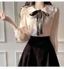 Women's Polos Doll Collar Chiffon Shirt Long Sleeve Foreign Style Bow Design Sense Of Top 2023 Early Spring