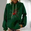 Damessweaters Halloween bedrukt herfst/winter jasje met halve rits Dames Oversized hoodie-sweatshirts voor dames Effen fleece-sweatshirt