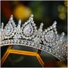 Hair Jewelry Luxury Cubic Zirconia Crown Crystal Bridal Tiaras Crowns Queen Princess Pageant Diadem Headband 210616 Drop Delivery Hai Dhax1