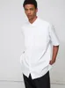 Chemises décontractées pour hommes Coton Nordic Tank Blanc Chemise à col pointu à manches courtes
