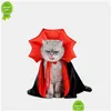 Costumes de chat Chat Vampire Cape Halloween Costumes Pour Animaux De Compagnie Cosplay Chaton Chiot Robe Kawaii Vêtements Accessoires Pour Petit Chien Cadeau Drop De Dh9U2