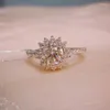 Cluster Rings 925 Silver Moissanite Ring Sunflower Shape Luxurious Six Engagement Anniversary 1CT DF Color Round Excellent Cut