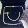 عرض 7 ملم صف واحد مثلج شهادات مجوهرات GRA تمر Diamond Tester VVS1 Moissanite Cuban Chain Necklace Uoaie