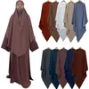Ethnische Kleidung Ramadan Eid Muslimischer langer Hijab Kopftuch Frauen Khimar Jilbab Jubha Islamische Hijabs Overhead-Gebetskleidung Niqab-Schal